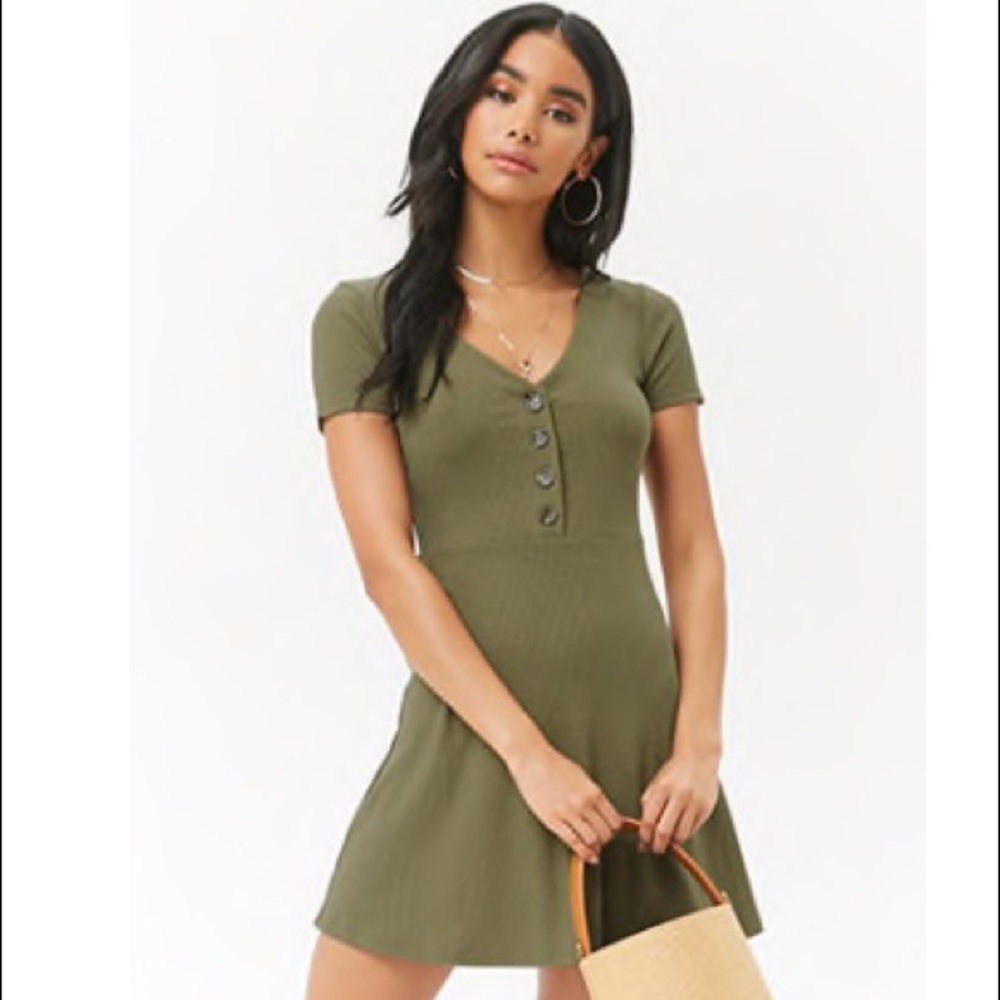 🎀Robbed button down skater dress
